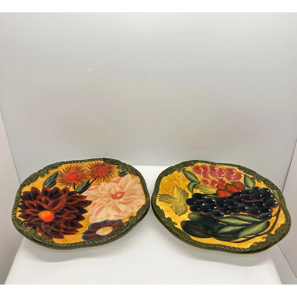 Raymond Waites Renaissance Salad Plates Set Fruit Floral Certified International